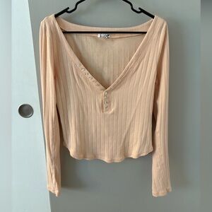 Free People Orange Longe Sleeve Boho Top